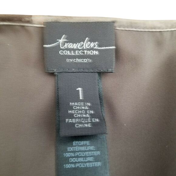 Chicos Travelers Pleated Artisan Jacket Gray Rust Red Sz 1 Medium 3/4 Sleeve - Picture 4 of 15